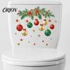 Self Adhesive Toilet Lid Sticker Christmas Ball Sticker, Removable Bathroom Wall Decoration Decal, PVC Stickers Waterproof Decal for Holiday
