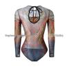 Women's Long Sleeve Mesh Sun Protection One-Piece Swimsuit with Skirt