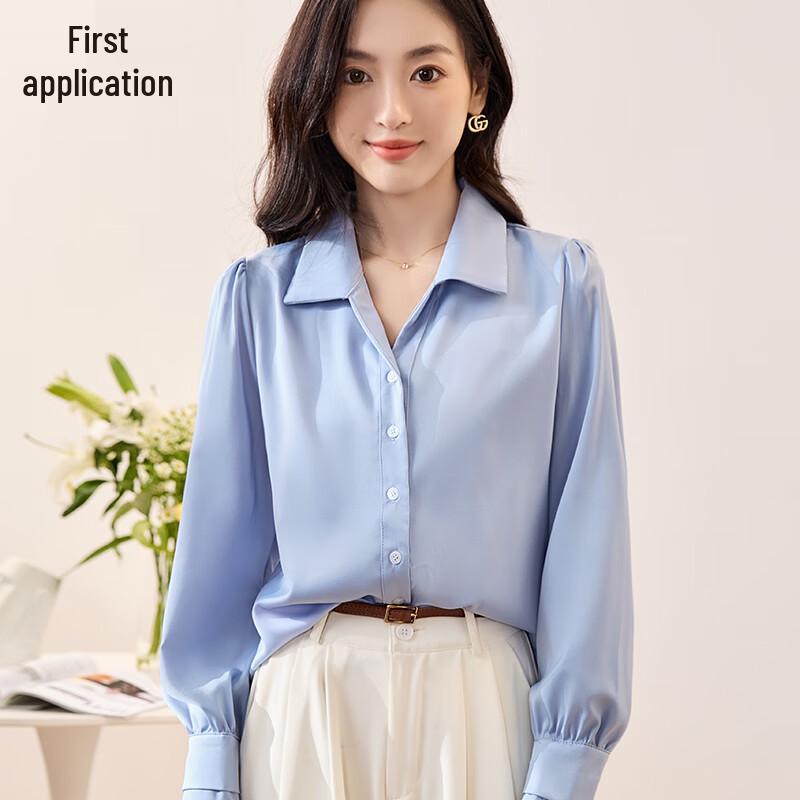 Women s Elegant Long-Sleeve Commuter Blouse L
