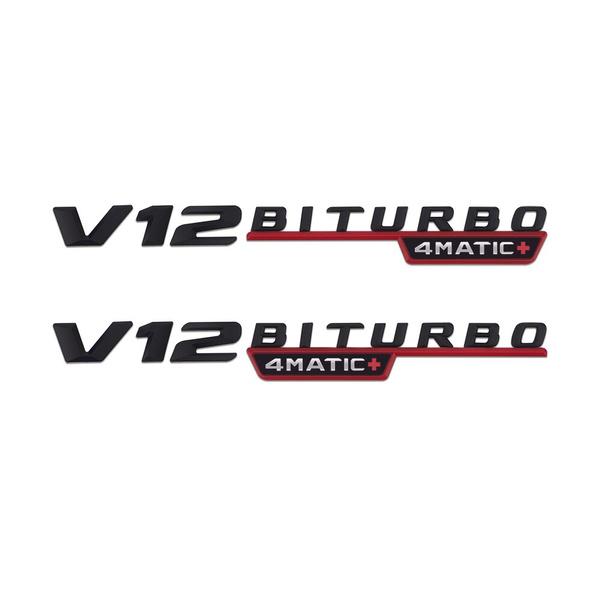 2pcs V12 BITURBO 4MATIC Logo Letters Sticker For C E S G Class SL ML W221 W205 W210 W211 W212 Fender Badge Decal