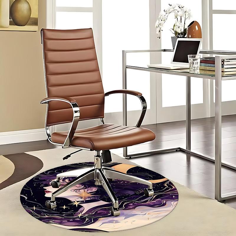 

1pc Anime Design Round Carpet Office Chair Mat, Non Slip Rug with Starry Sky and Moon Print for Home Decor 80cm