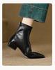 Women's Retro Brown Chelsea Boots: French Pointed Toe, Elastic Slim Fit, Chunky Low Heel, 2026 Autumn/Winter Collection