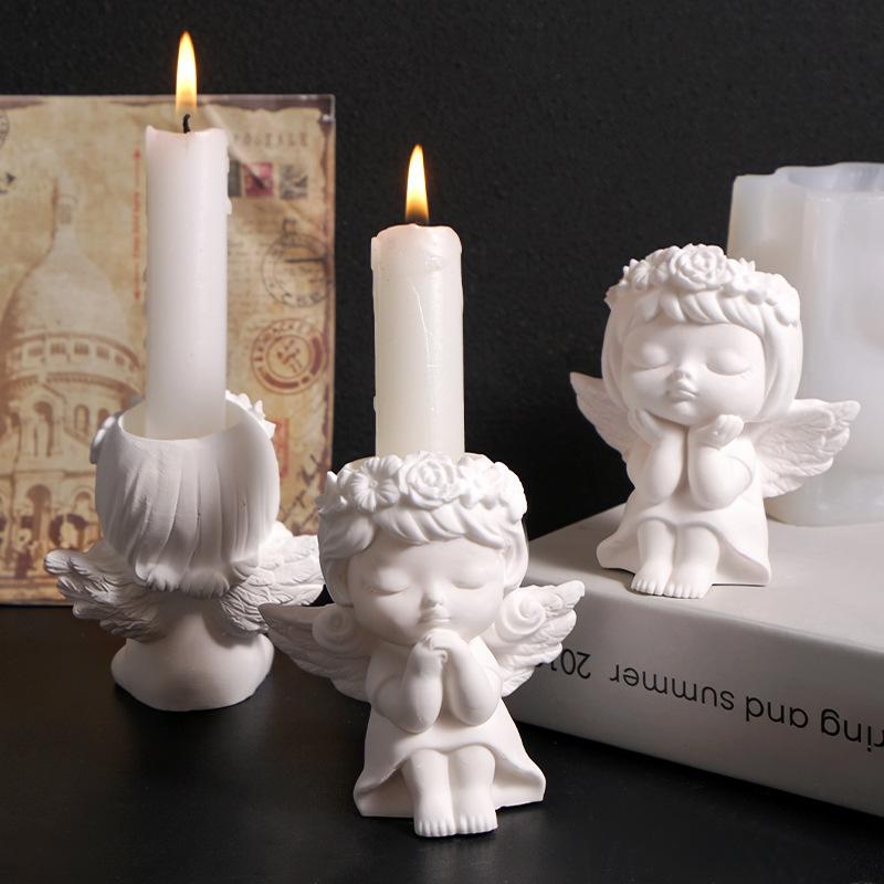 Flower Fairy Mold Angelic Angel Flower Pot Mold Praying Angel Mold Creative For Home Decor Diy Candle Holder Gift Making