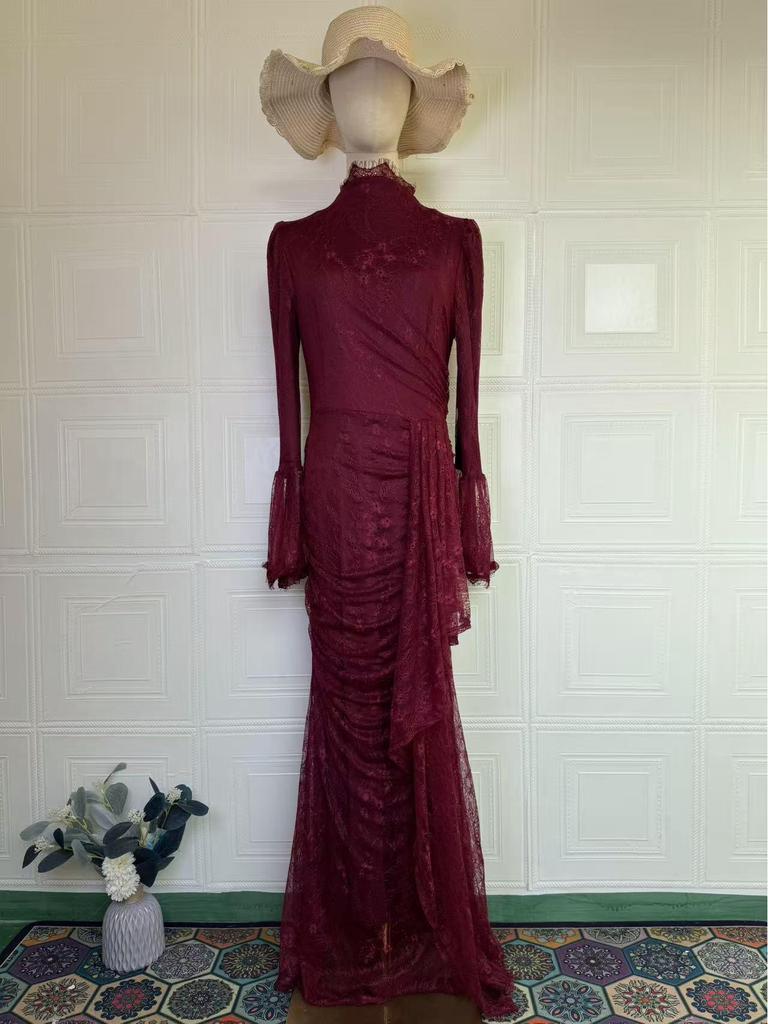 Elegant Retro Long Sleeve Autumn Dress for Women - 2026 European American Style