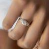 Huitan Graceful 2Pcs Wedding Rings Set Bridal Zircon with Bright Zirconia Elegant Lady Detachable Wear Finger Accessories Gift