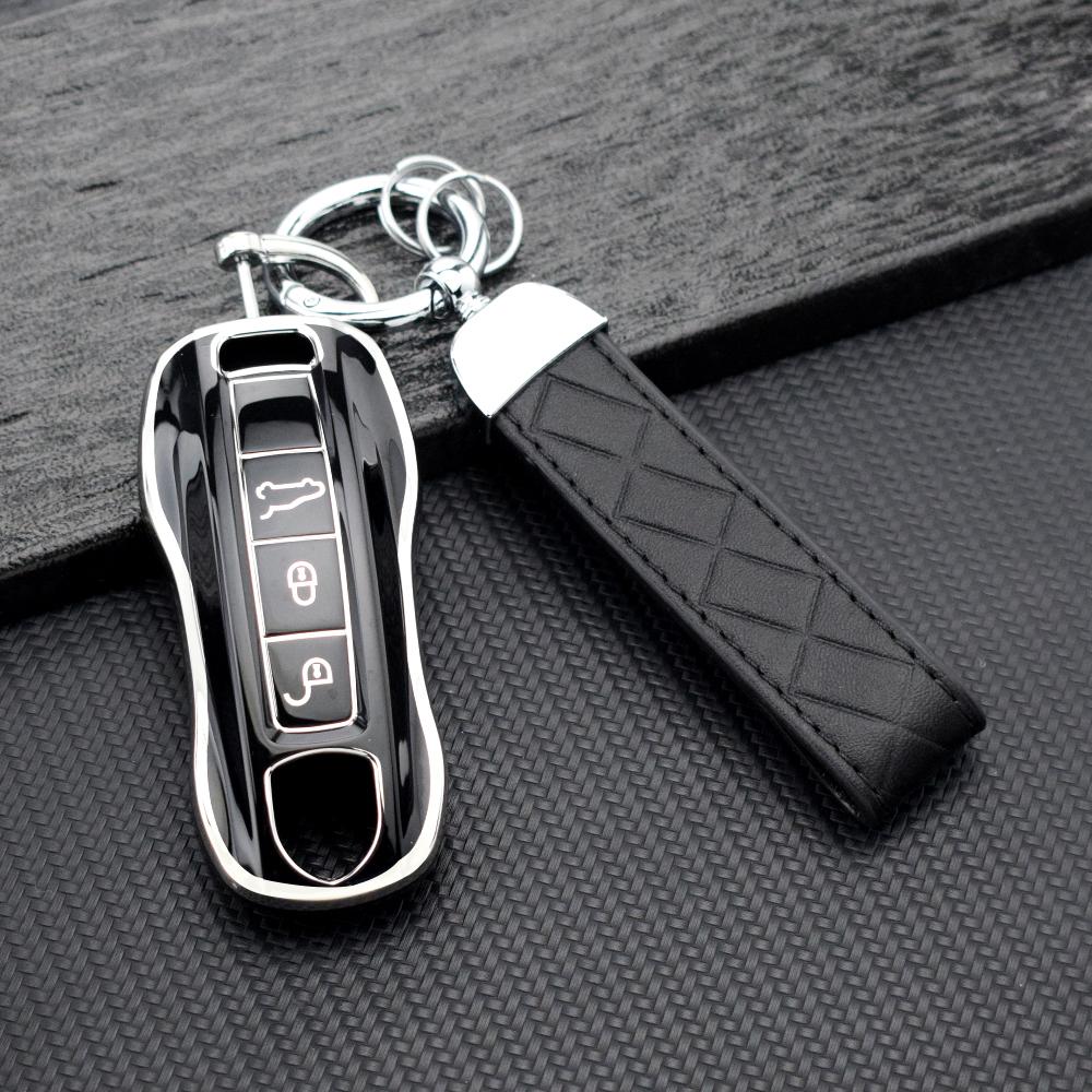 Tpu Key Fob Case Keychain For Porsche Cayenne Macan 911 Panamera 718 Boxster 958 9Ya 997 996 944 924 Car Protective Key Cover