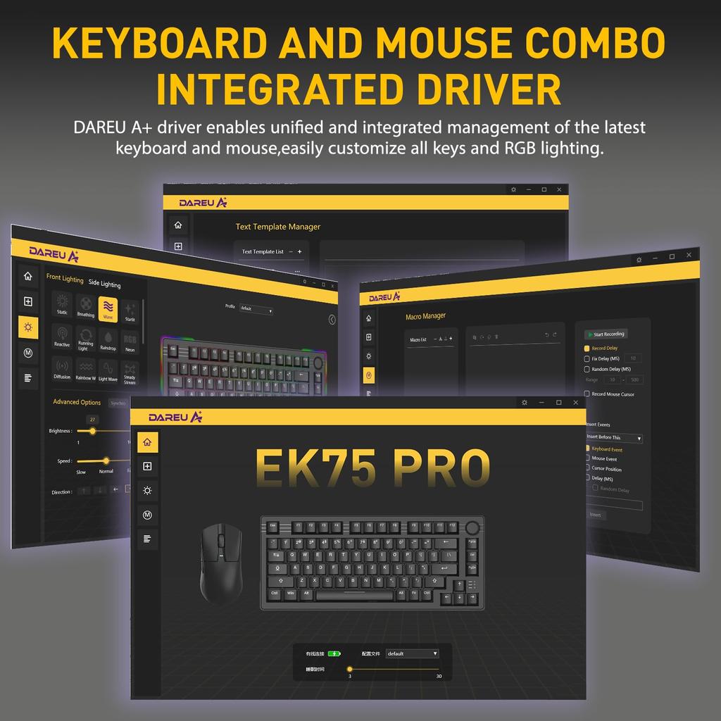 DAREU EK75PRO Gaming Keyboard Wireless Tenkeyless USB Connectable Gasket Mount 81 Keys English Layout RGB Mechanical Keyboard Hot Swap Compatible