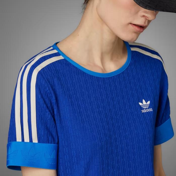 Adidas Originals Adicolor 70er Retro Serie Logo Besticktes Kurzarm T-Shirt Damen Oberteile Blau IK7846