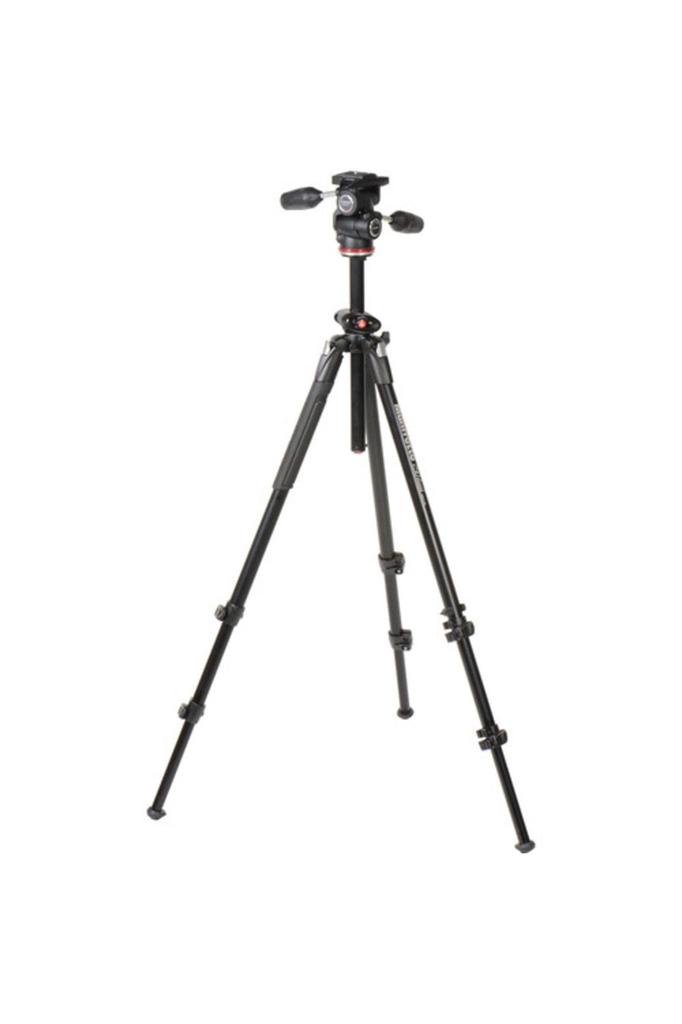 Manfrotto 290 Series Dual Aluminum Tripod MK290DUA3-3W 3-Way Head 4kg Load Capacity Max Height 175.5cm Min Height 5.5cm Lightweight 2.59kg Low-Angle