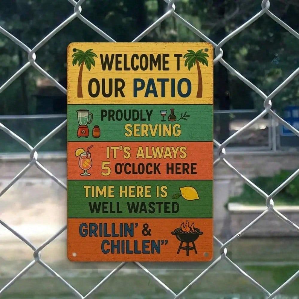 Vintage Tin Sign 8x12 Inch Grillin Chillin Metal Wall Art Outdoor Bar Decor Patio Rustic Plaque