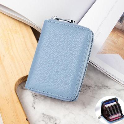 Minimalist Anti-Demagnetization & Anti-RFID Zipper Leather Card Holder with Large Capacity and Coin Purse