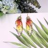 Colorful Fairy Butterfly Wing Earrings Slayer Demo Kimetsu No Yaiba Kochou Shinobu Insect Earrings Clips Women Girl Jewelry