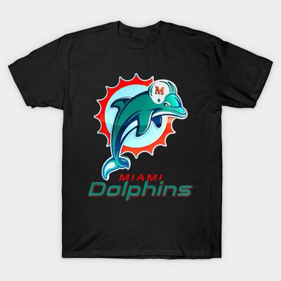 Asian Size Men Black Print T-shirt Vintage Miami Dolphins Fan 90S - Jinrodrigues001 #2 No-Cut Heat Transfer Print Cotton Tshirt
