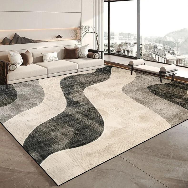 Tappeto Nordico Arancione Marrone per Soggiorno, Decorazione Lusso Leggero, Facile da Pulire, Tappeti Morbidi per Camera da Letto, Tappetino Antiscivolo