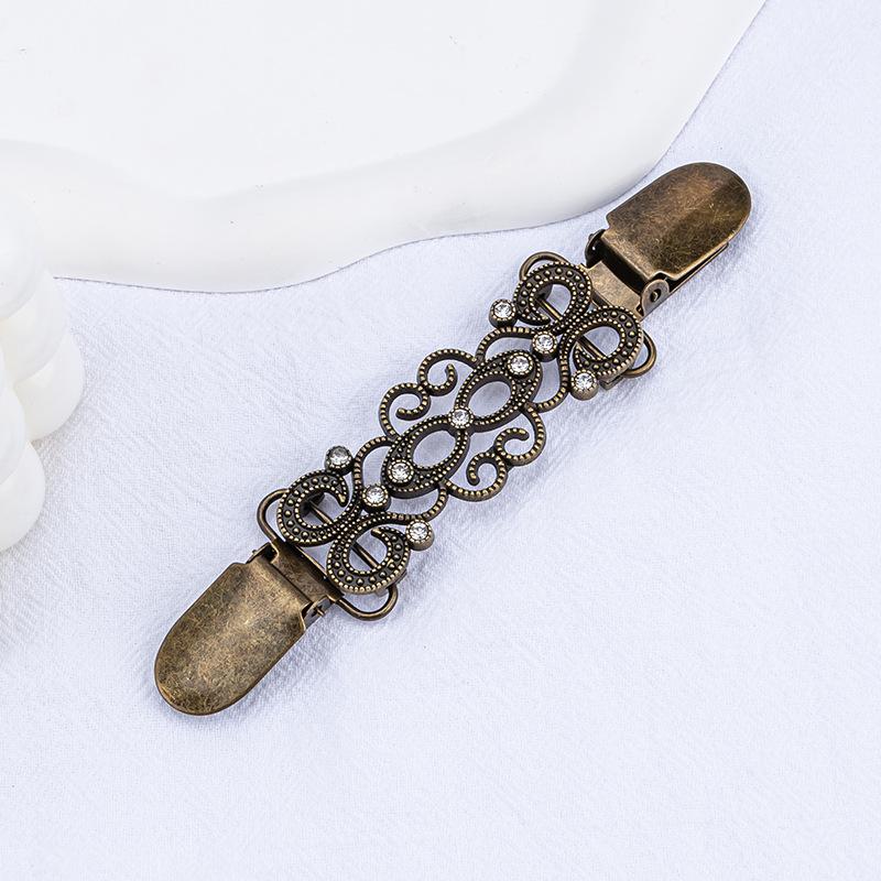 Retro spona na šál: Evropsko-americká brož na svetr a šátek s diamantovým akcentem - Slitinový doplněk proti odhalení