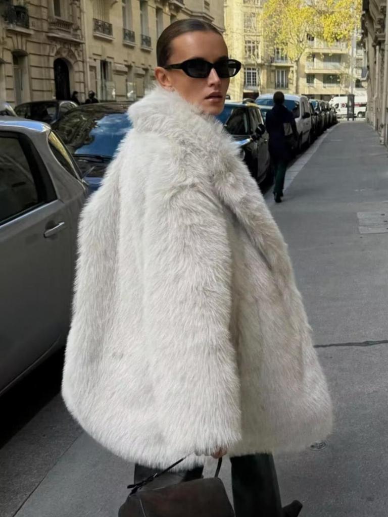 2023 Autumn/Winter Women's Faux Fur Mid-Length Warm Coat D69084