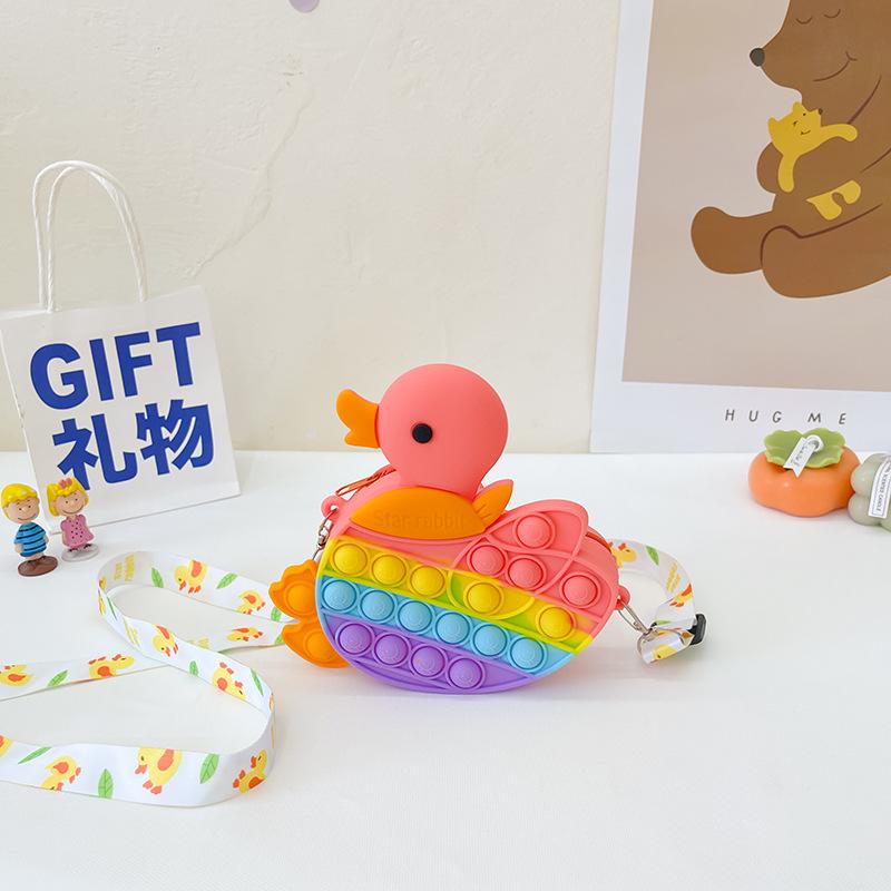 Dziecięca urocza urocza torba listonoszka z kaczką kontrola szczurów pionier prasy uszczypnięcie muzyka silikonowa torba dziewczynka małe dziecko dziecko torba na drobiazgi