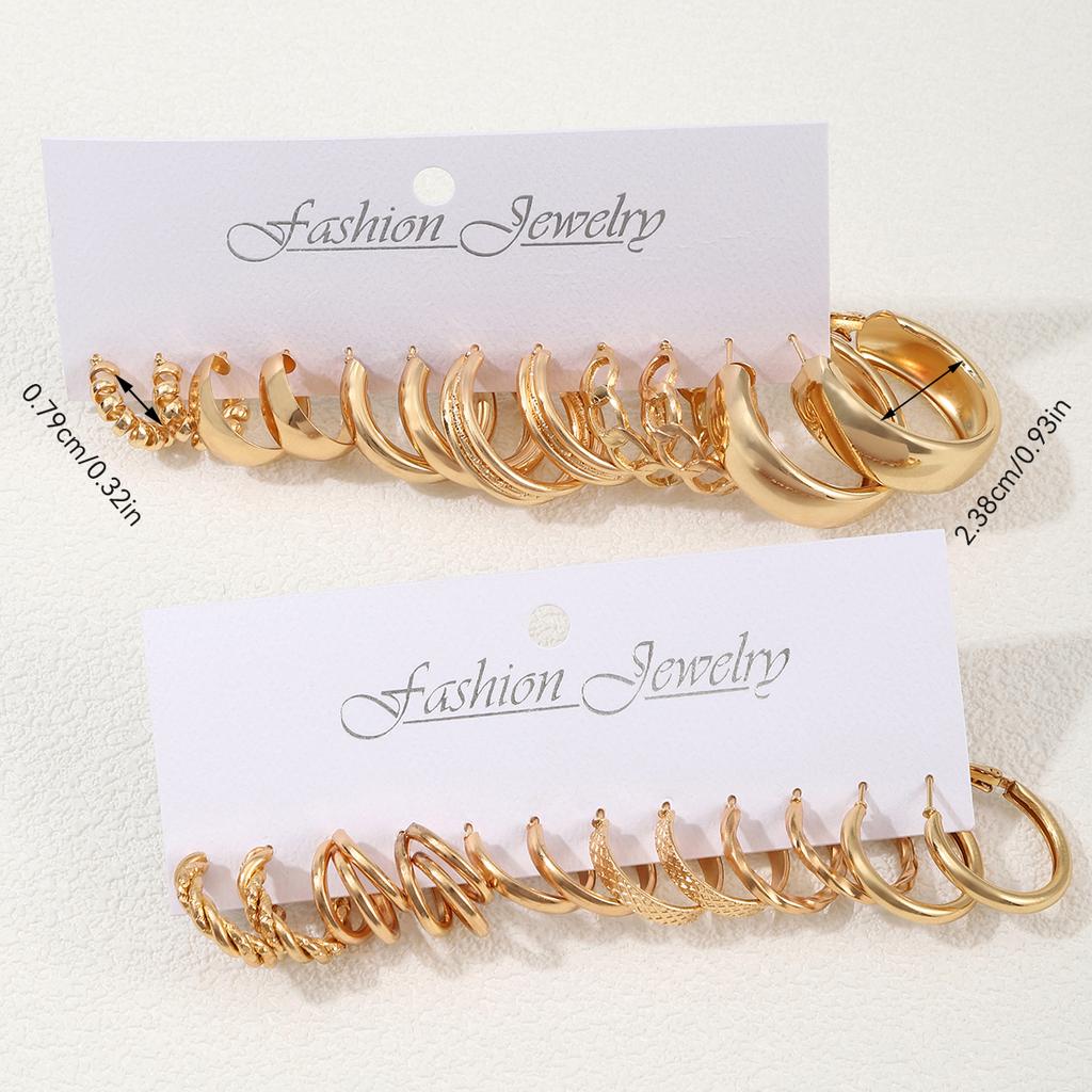 Simple Smooth C-shaped Hoop Earrings Fashion Metal Spring Shaped Earrings Women's Vintage Statement Trendy Zircon