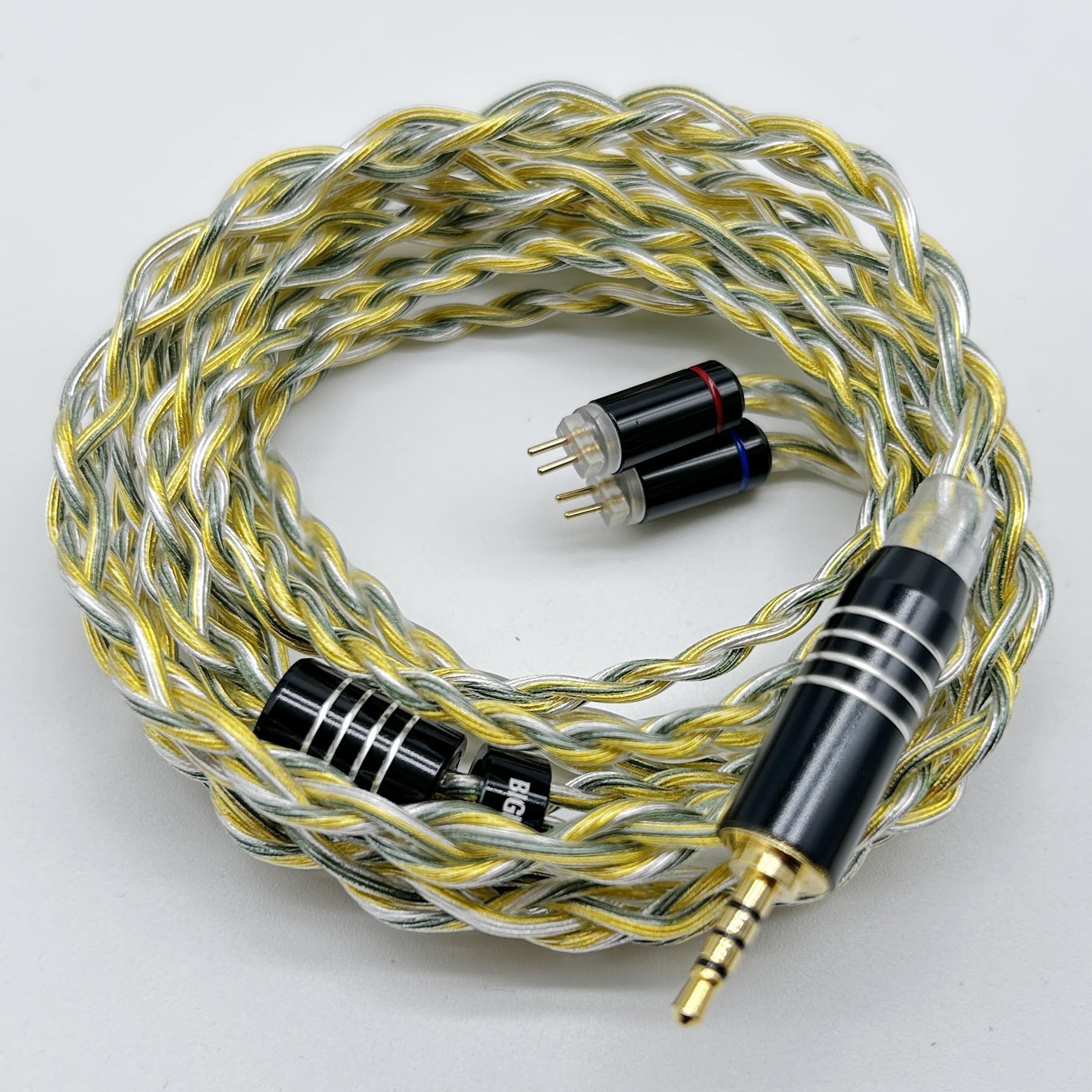 

Copper Mixed Earphone Upgrade Replacement Cable BIGMANGO-Ren 2-Pin 2.5mm Gold-Plated & Silver-Plated & Cable, 2-Pin Recable, 4-Core Cable, 2.5mm