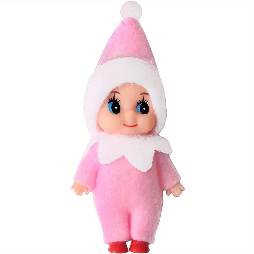 Mini Infant Doll Kawaii Christmas Plush Playthings Colorful Dollhouse Shelf Accessories Xmas Decor Gift Idea Toy Ideal for Girl Boy Children Adult