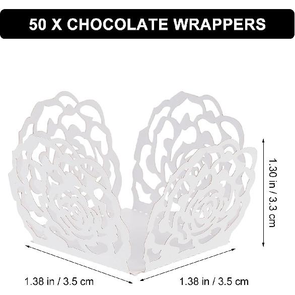 50pcs Chocolate Paper Candy Cups Baking Cups Truffle Wrappers Liners Cups Small Flared Paper Baking Cups for Muffins, Cupcakes or Mini Snacks