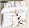 Chinese Traditional Painting Bedding Set Pink Plum Blossom Comforter Cover Set Full Size for Adults Teens Bedroom Decor 3pcs