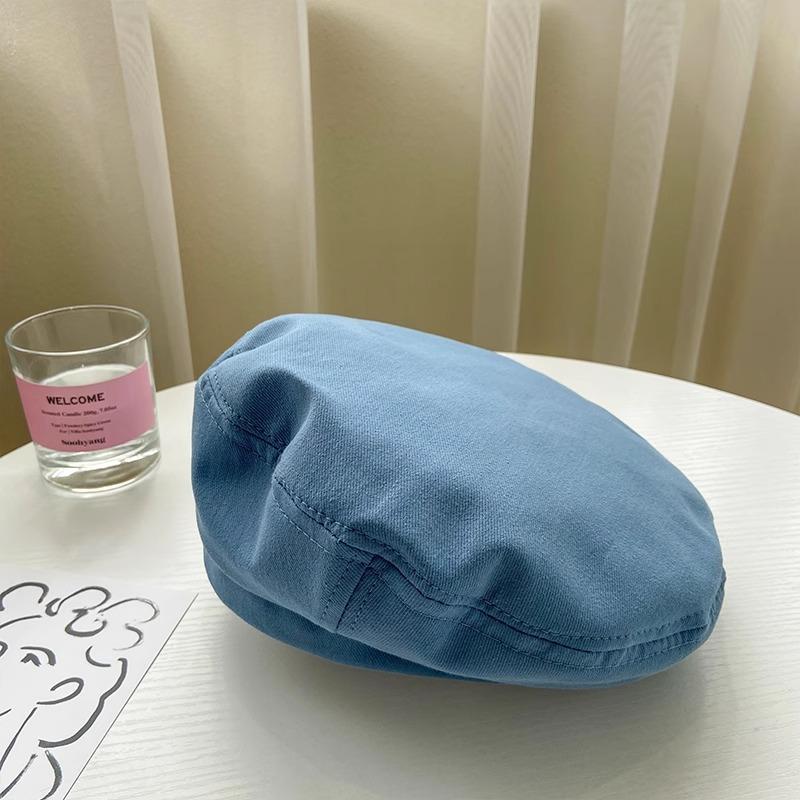 Ricygvm Solid Color Plain Color Beret Korean Girls Painter Artist Hat Trendy Fashionable Women Octagonal Cap Thin Cotton Beanies Bonnet Retro Berets