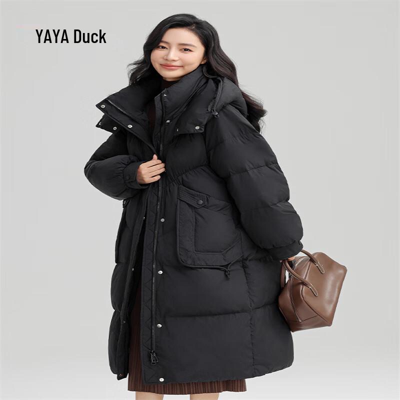 YAYA Women's Knee-Length Hooded Down Jacket YE4B613841A
