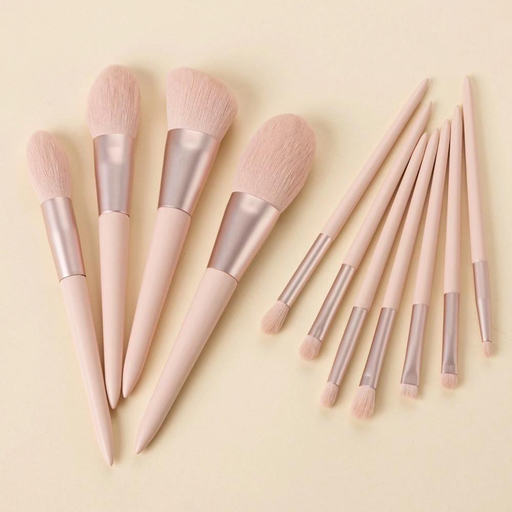 11pcs With Storage Bag Pink Makeup Brushes Set Soft-bristled Brush Foundation Brush Women