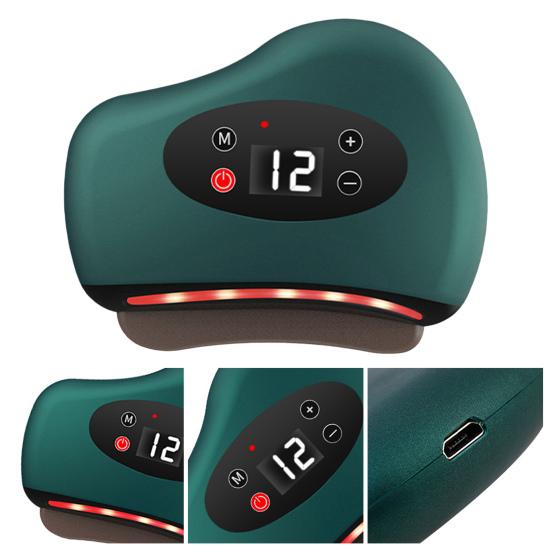 Electric Gua Sha Device 9/12 Vibration Levels Adjustable Heated Face Massager Red Light Therapy Facial Neck Arm Leg Body Guasha Tool with Heat