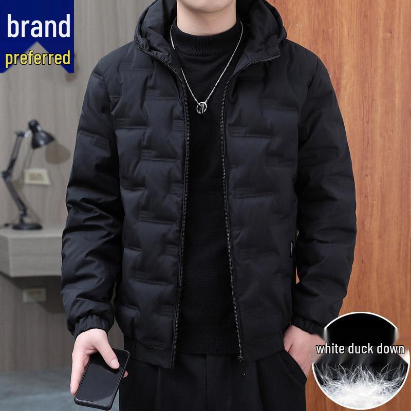 Playboy 2025 Men s Lightweight Hooded Down Jacket: Trendy, Versatile Winter Style. 3XL 150-165 lbs