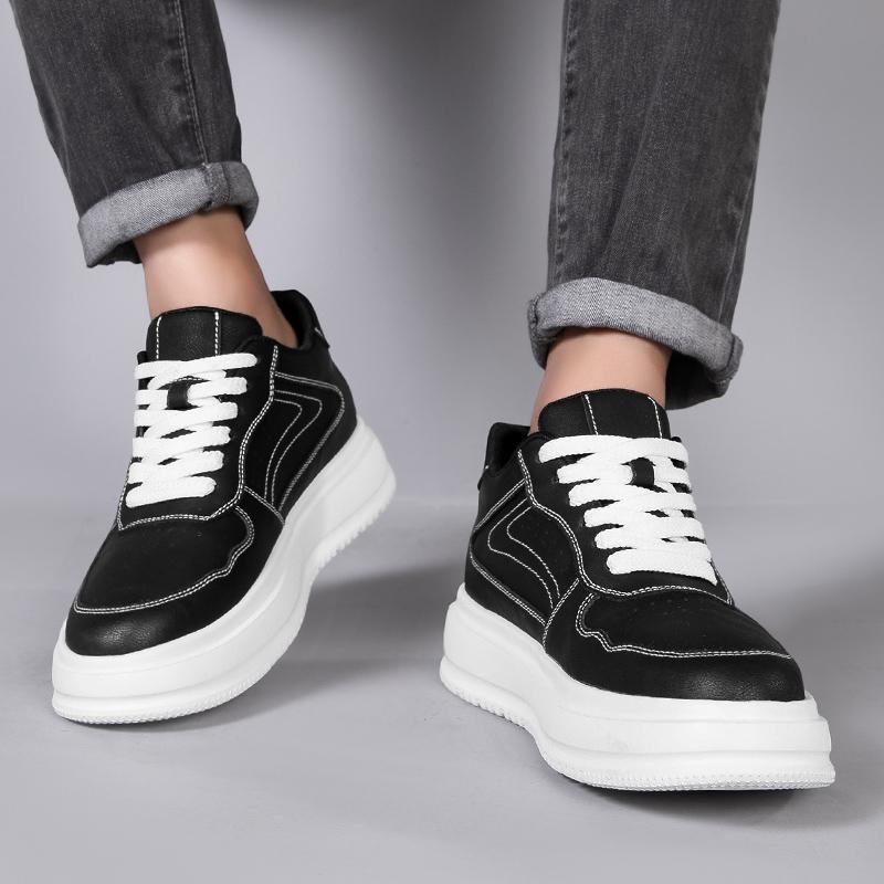 Lift Sneakers Leather Elevator Shoes Men Height Increase Insoles 6cm Women Plus Size 36-46