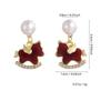 Red Zircon Horse Earrings Wing Rocking Horse Earrings Temperament Animal Earrings  New Year
