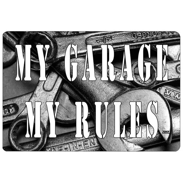 Vintage Metal Tin Signs  My Garage My Rules  Retro Wall Decor Plaque for Game Room Cafe Garage Club Bar Pubs  Iron Painting Deco