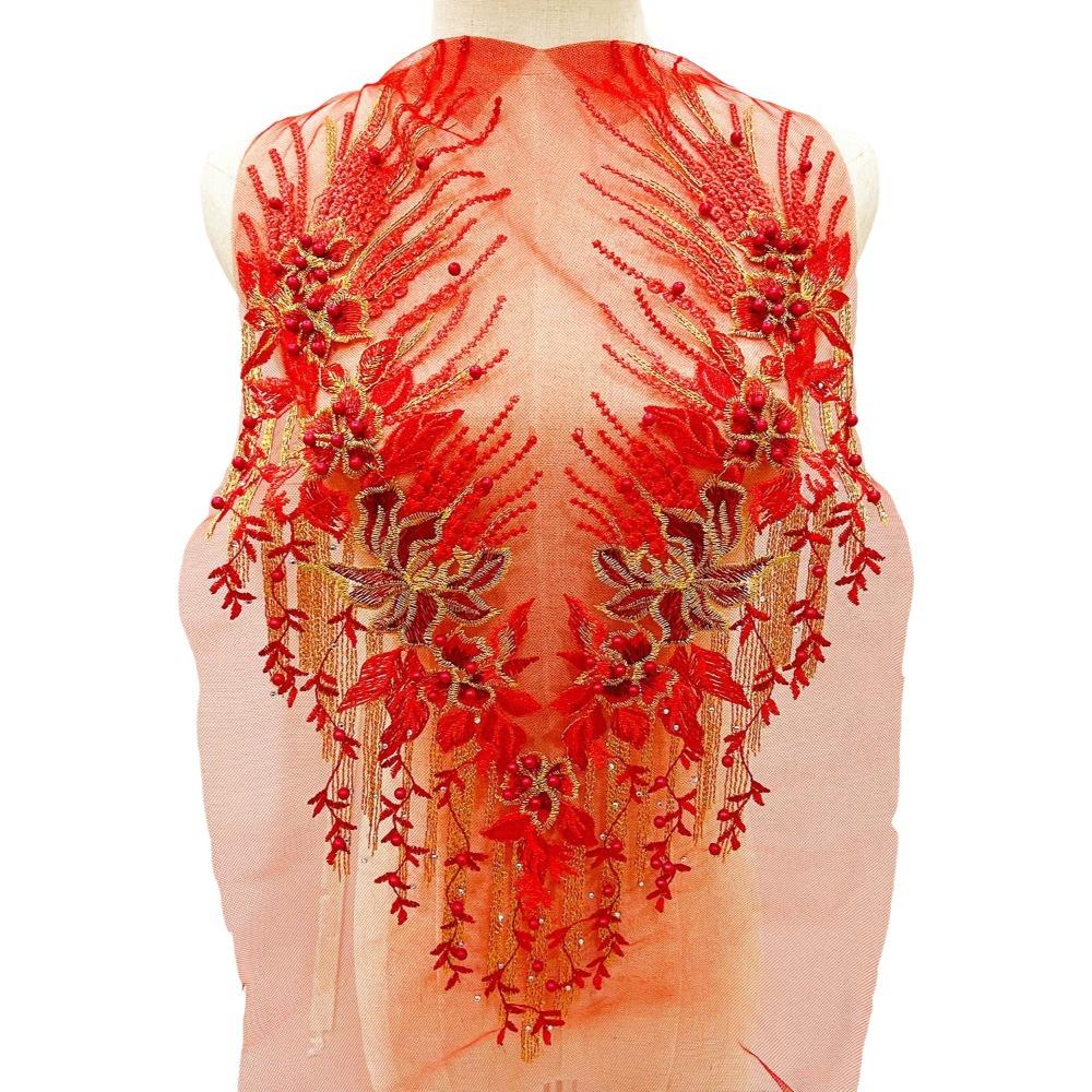 

Exquisite Flower Embroidered Patches Vintage Clothing Applique Clothing Decoration червоний