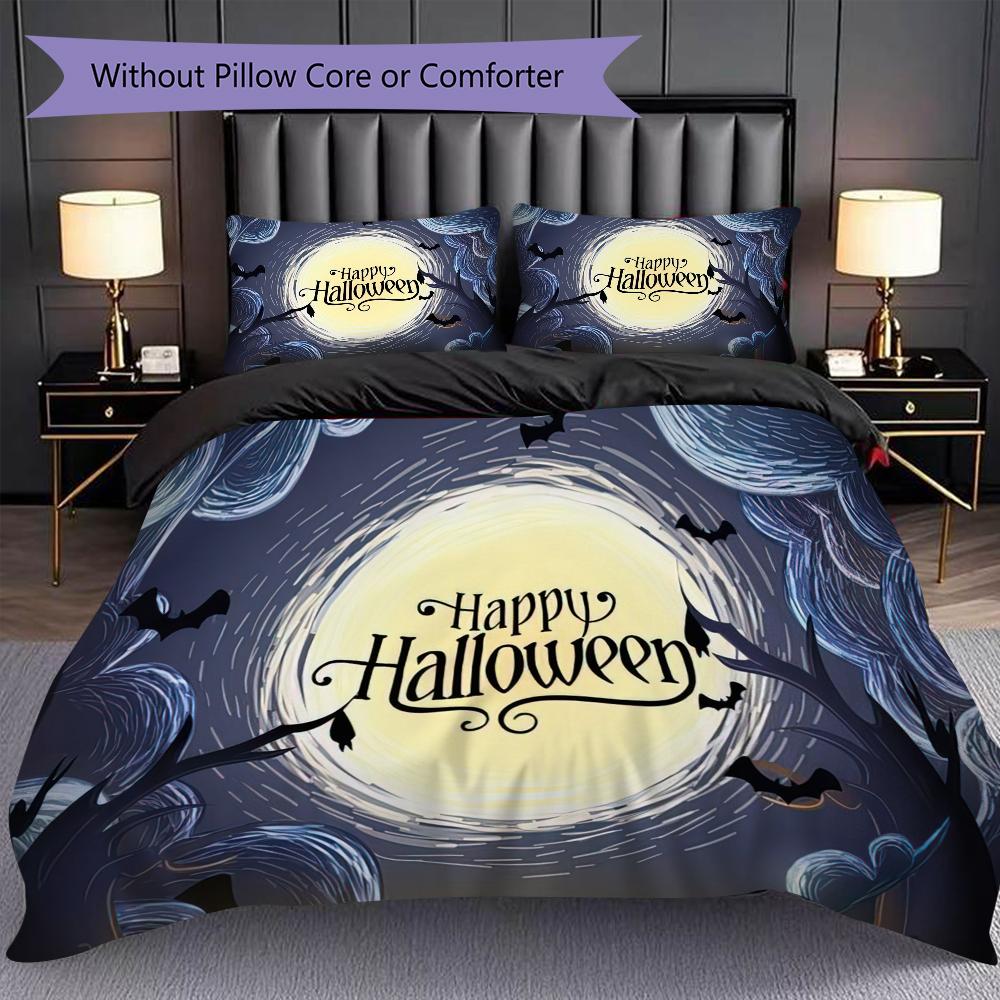 1PC Halloween theme pattern Bedding Quilt Set Quilt Cover Pillowcase Home Decoration Birthday Gift (1 * duvet cover + 2 * pillowcase, without core)