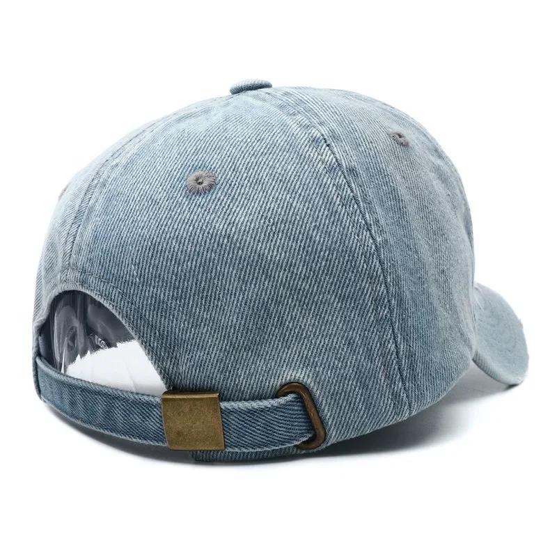 Nuovi Berretti da Baseball in Denim Lavato Ricamati con Lettere Unisex per Primavera e Autunno, Regolabili, Casual, Cappello Parasole