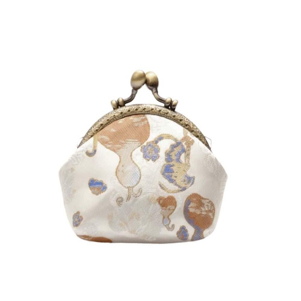 Anti-lost Kiss Lock Coin Purse Polyester Portable Brocade Mini Pouch Chinese Style Thickened Embroidered Small Pocket Ring