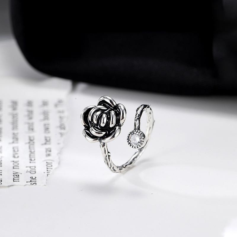 Einzigartiger Vintage Kamelienring für Damen Stilvolles Verstellbares Offener Finger Modeaccessoire