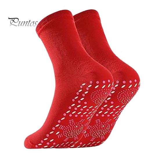 1 Pair Winter Heated Socks Particle Sole Massage Promote Circulation Self-heating Socks Mid-tube High Elasticity Warm Slipper Socks