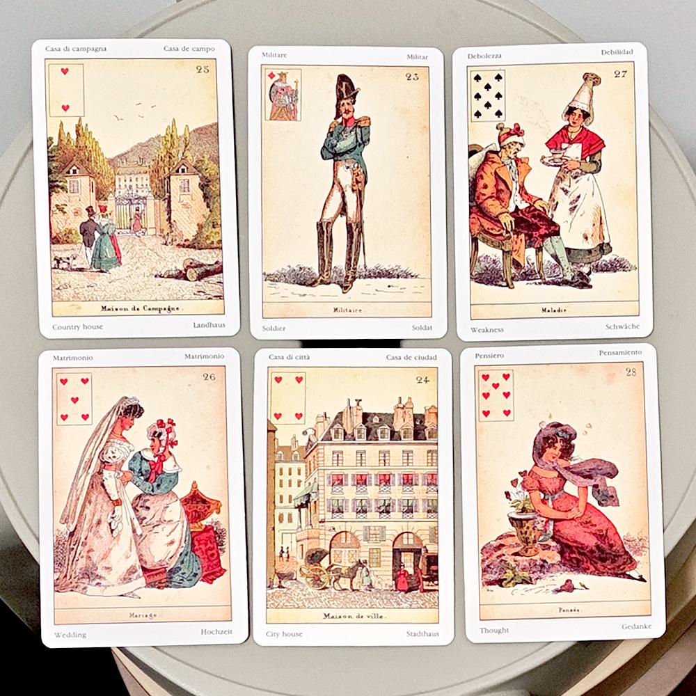Sibilla Indovina Oracle Cards 10.5*6cm, Vintage 52-Card Divination Deck - Multilingual Victorian Style