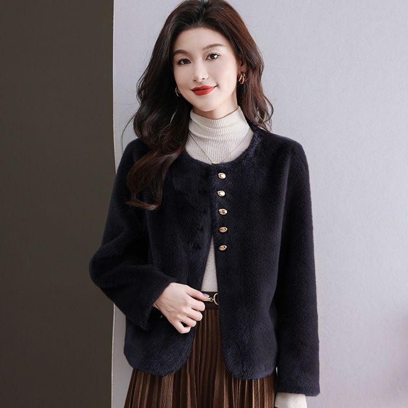 Women's Short Mink Velvet Coat - Autumn/Winter, Plus Size, Thick Fur Cardigan