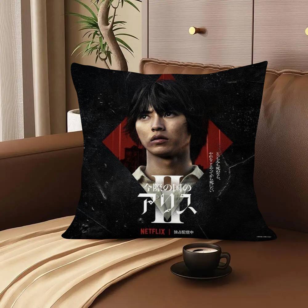 1Pc Alice In Borderland Pillow Case Fashion Square Pillowcase Bedroom Sofa Room Ins Decoration Leisure