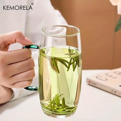 KEMORELA Heat-Resistant Glass Tea Cup with Handle Microwave SafeReusable for Office or Home Use for Hot Beverages Office Tea Cup