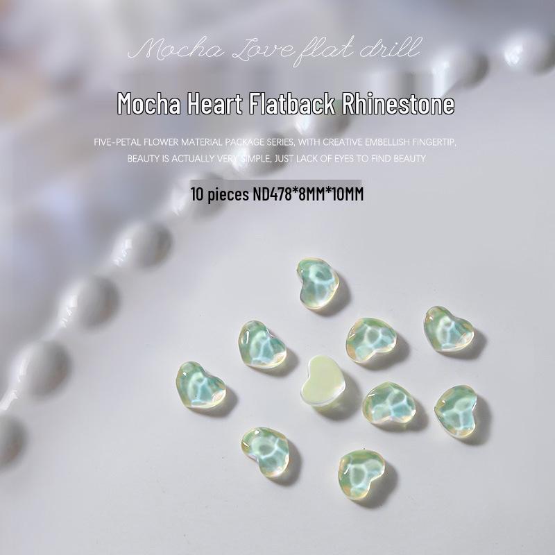 

Mocha Love Heart Diamond Nail Art: Iridescent Peach Heart Rhinestones for Nail Jewelry (10pcs)