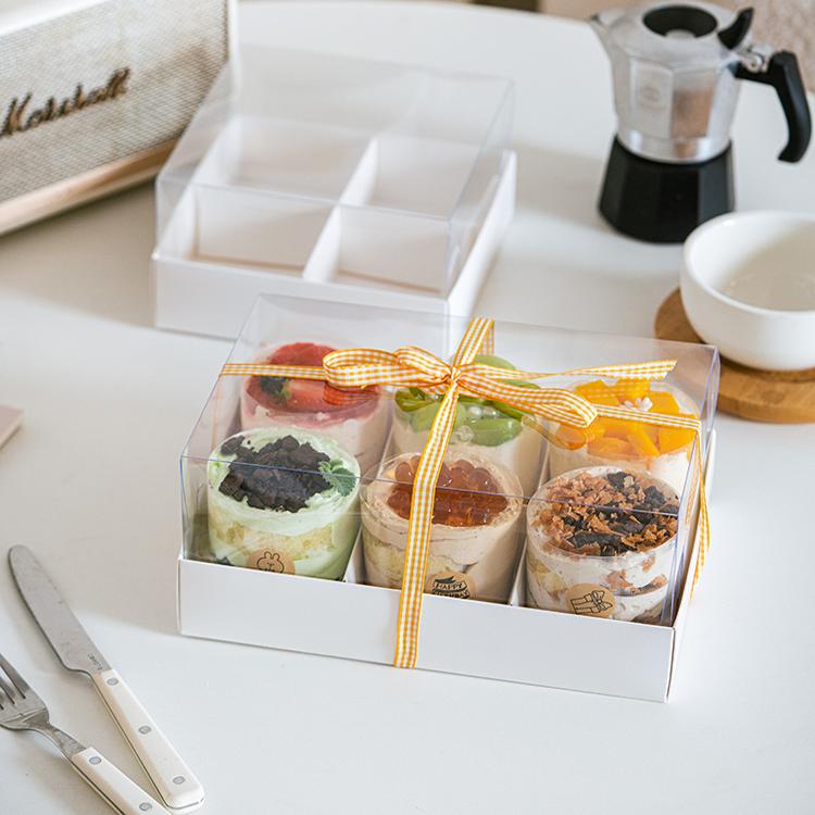 Transparent Handheld Dessert Packaging Box 2-Inch Mousse Cake Small Western Pastry Packaging Box Wood Shavings Cup Pudding Co...