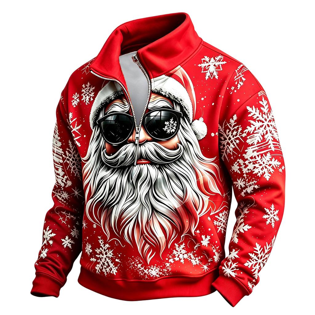 Men's Casual Long Sleeve Full-Zip Sweatshirt with Stand Collar Athletic Top