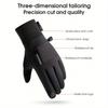 Black Winter Cycling Gloves, Touch Screen Compatible, Waterproof, Thermal Lined Hand Warmers, Anti-Slip Silicone Grip for Men and Women