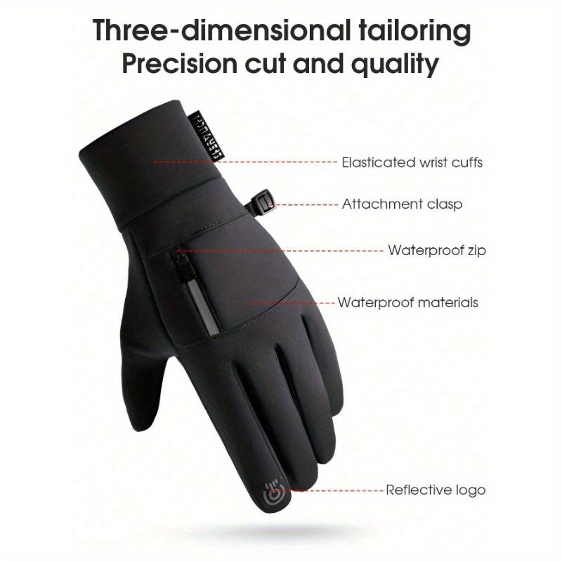 Black Winter Cycling Gloves, Touch Screen Compatible, Waterproof, Thermal Lined Hand Warmers, Anti-Slip Silicone Grip for Men and Women
