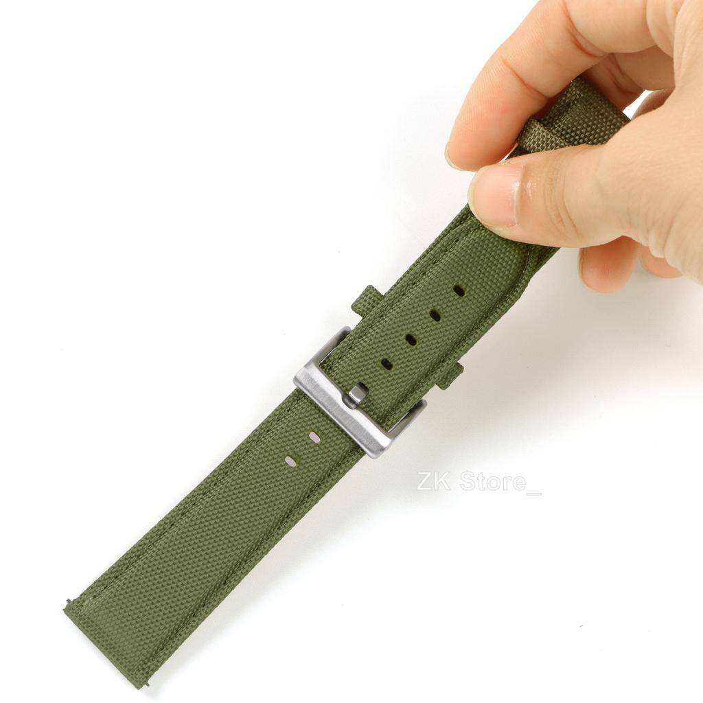 Genuine Leather Nylon Watch Band 20mm 22mm Quick Release Watch Strap for Military Rugged Thickened Ribbed Canvas Watchband Belt